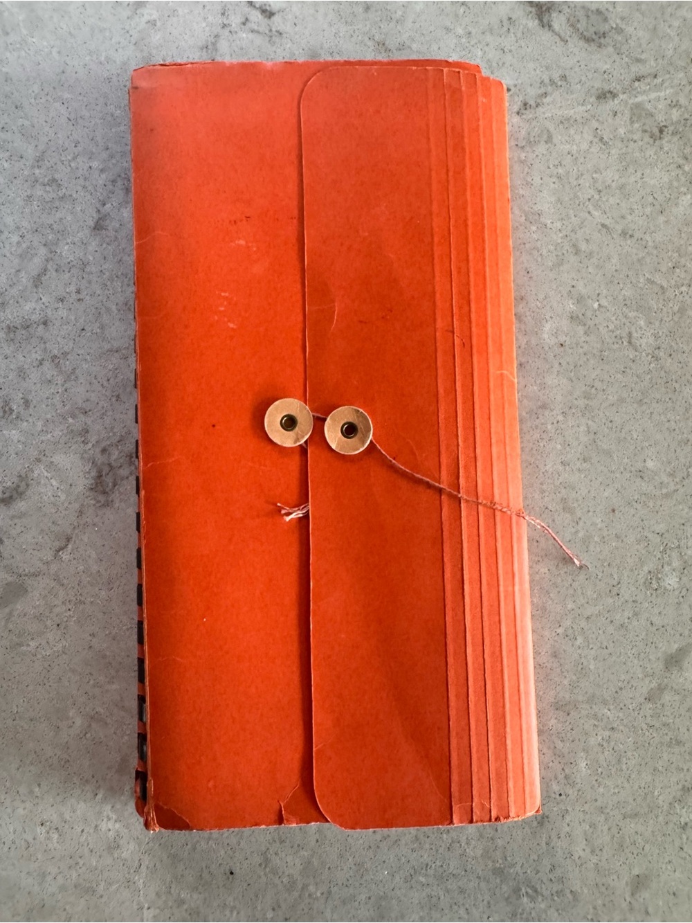 Vintage Orange String-Tie Envelope Organizer
